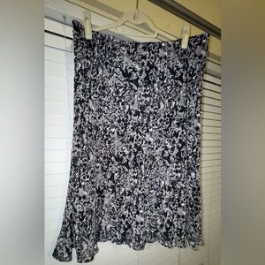 East 5th Abstract Floral Print Drop Waist Flounce Skirt Size 2X Black & White